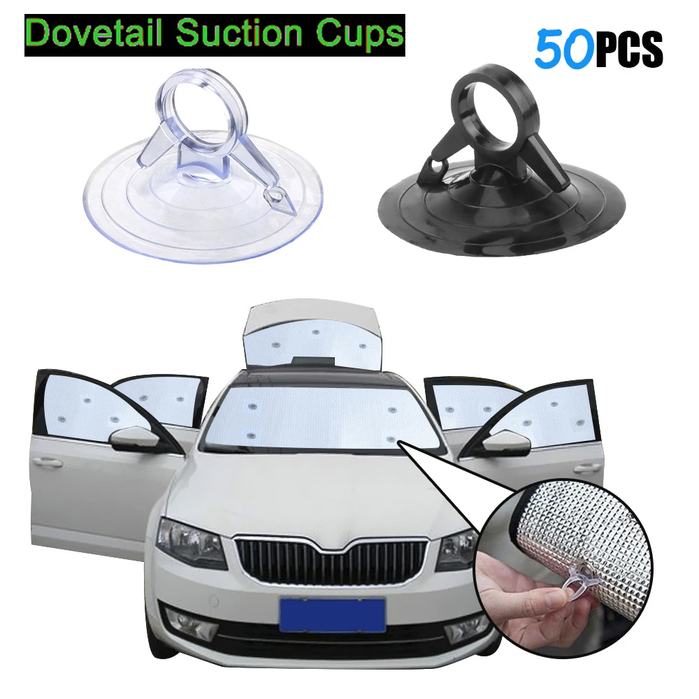 50Pc Przyssawka na ogon 45mm Samochodowa osłona przeciwsłoneczna Przyssawki z PVC Przezroczyste gumowe plastikowe przyssawki do okien samochodowych Dekoracja szyby samochodowej