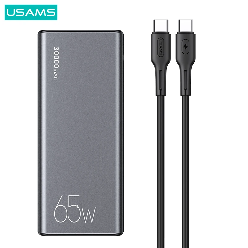 

2023 New Design USAMS 65W CM Fast Charging Kit--- 30000mah Power Bank with 100W PD Cable Type-C to