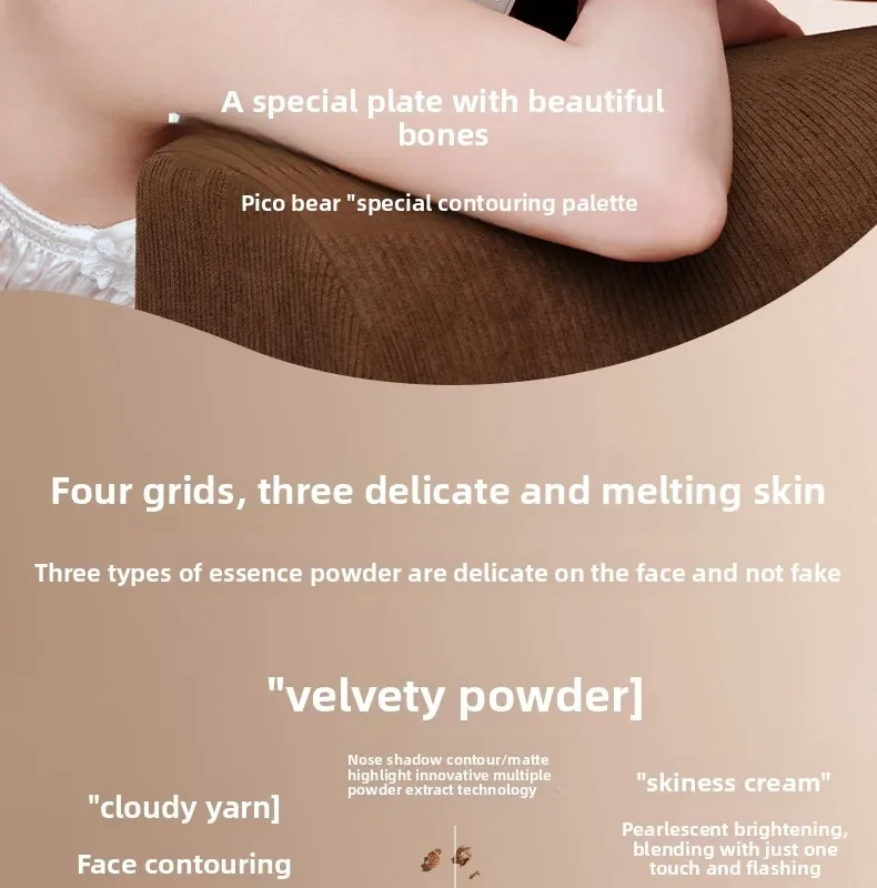 Pinkbear Matte Contour & Highlight Palette Professional Face Sculpting,Shade & Light Makeup Bronzers กันน้ําและติดทนนาน