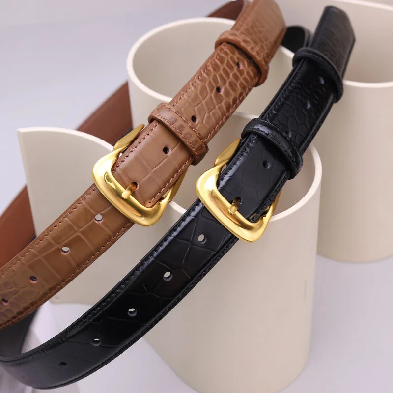 【ALA Rising】2025 New Simple Casual Style Soft Genuine Leather Belt For Women Vintage Belts