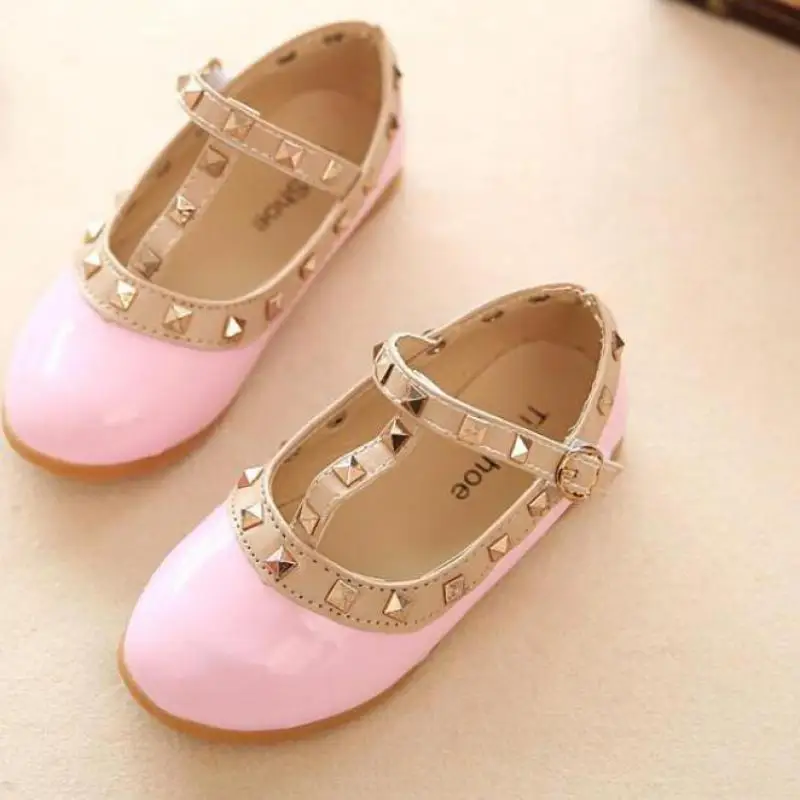 children casual shoes girls spring autumn leather shoes fashion Rivet princess baby shoes Kids girls sandals