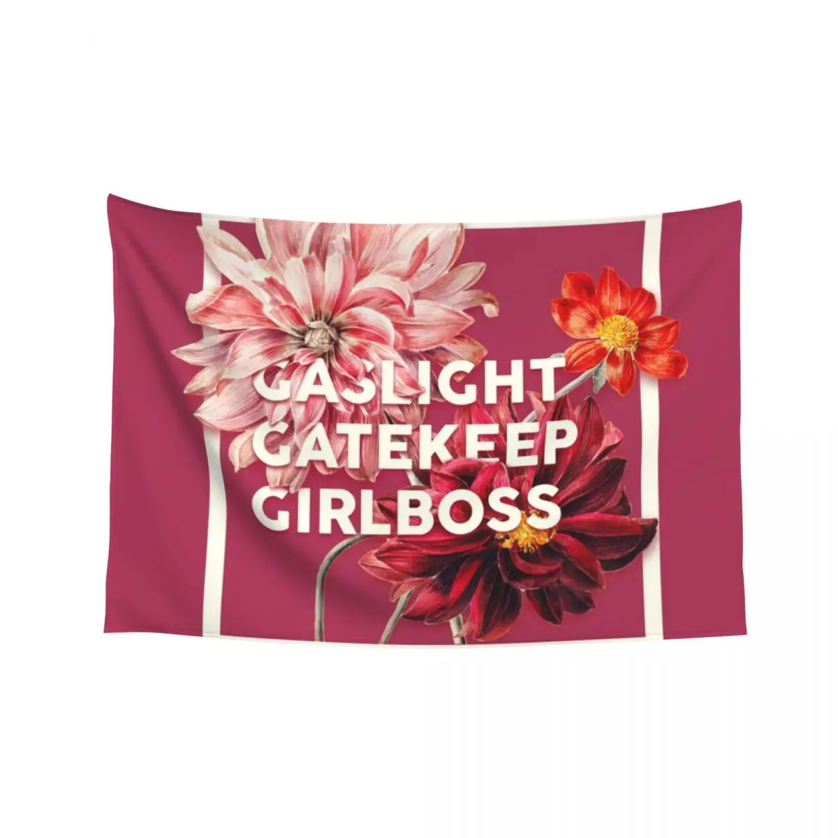 

Gaslight Gatekeep Girlboss - Funny Live Love Laugh poke fun parody Ugly Holiday Sweaters Gas light Gate keep Girl boss Tapestry