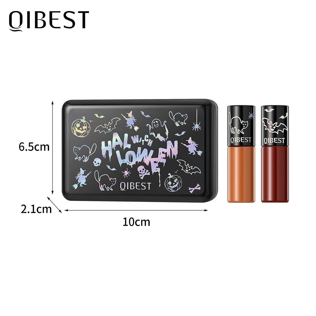 QIBEST 6 colori set di trucco di Halloween rossetto liquido opaco nero bianco viola verde rosso arancione lucidalabbra rossetto antiaderente