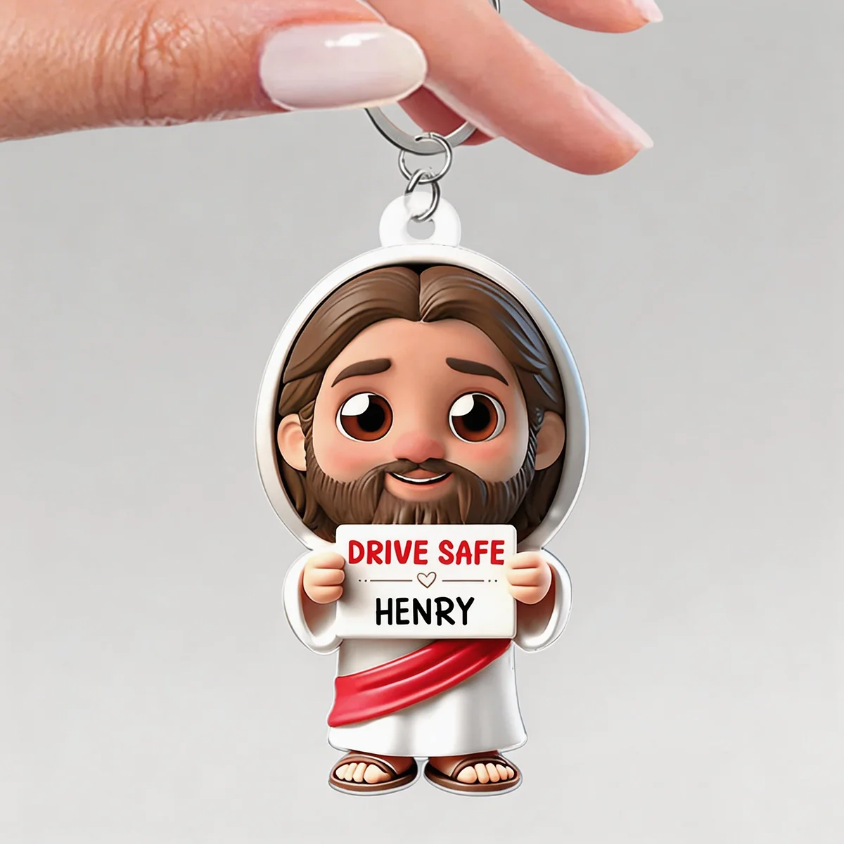 Personalized "Jesus Drive Safe" Acrylic Keychain
