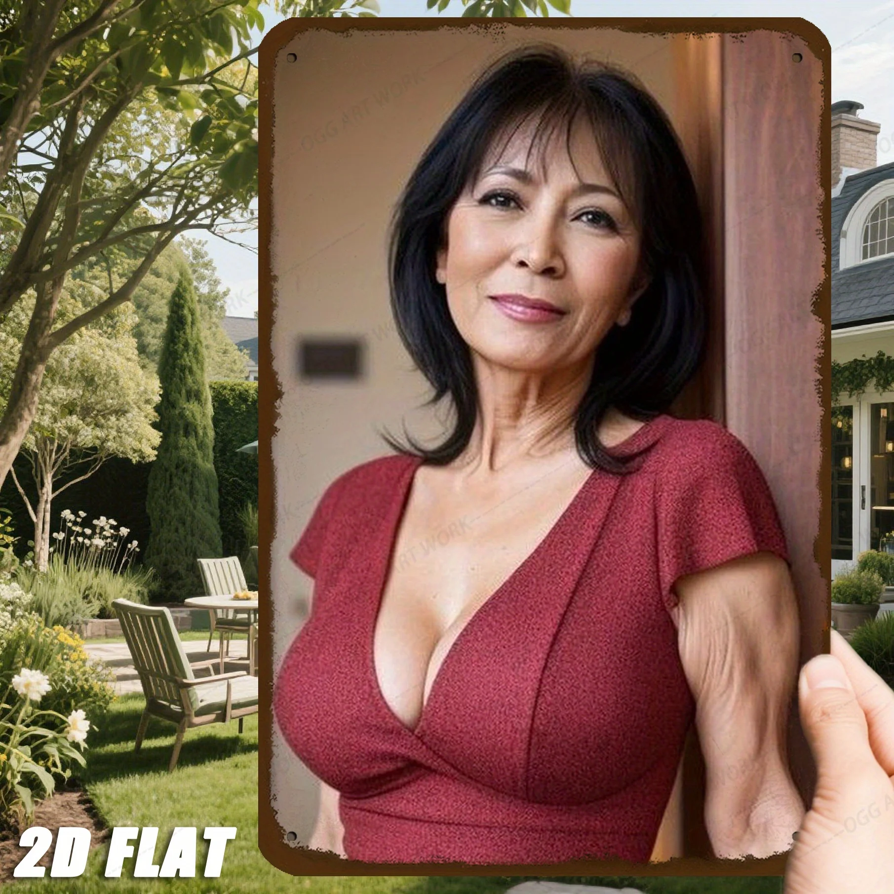 

Elegant Red Dress Woman Metal Sign, 8x12 Inch Waterproof Wall Art for Home Bar Cafe Wedding Decor.