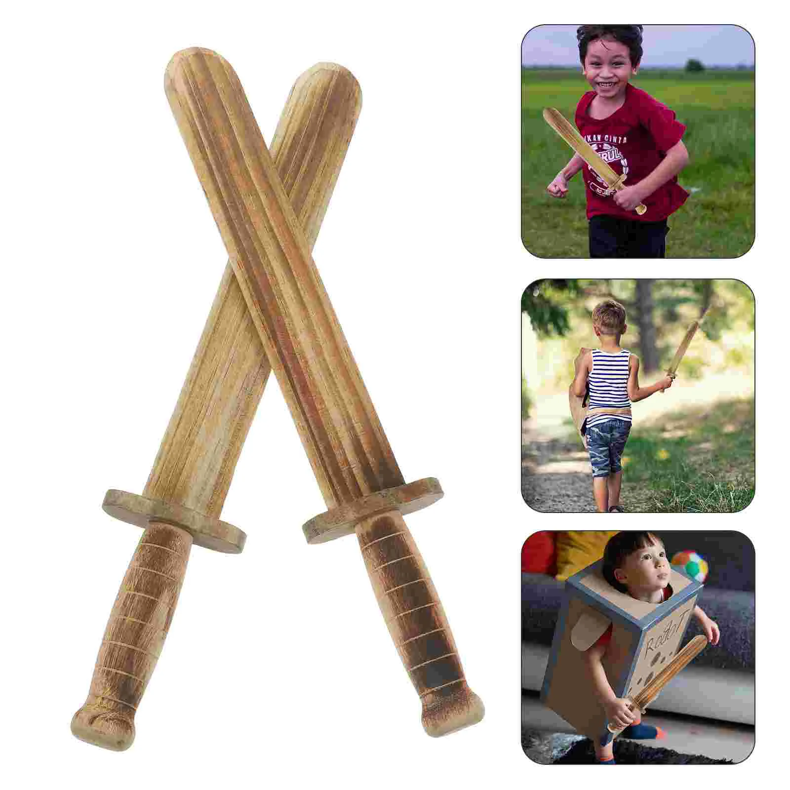 2 Pcs Wooden Knife Toy Portable Sword Interesting Toys Kids Small Pine Fighting Play Swords Boys 5-8