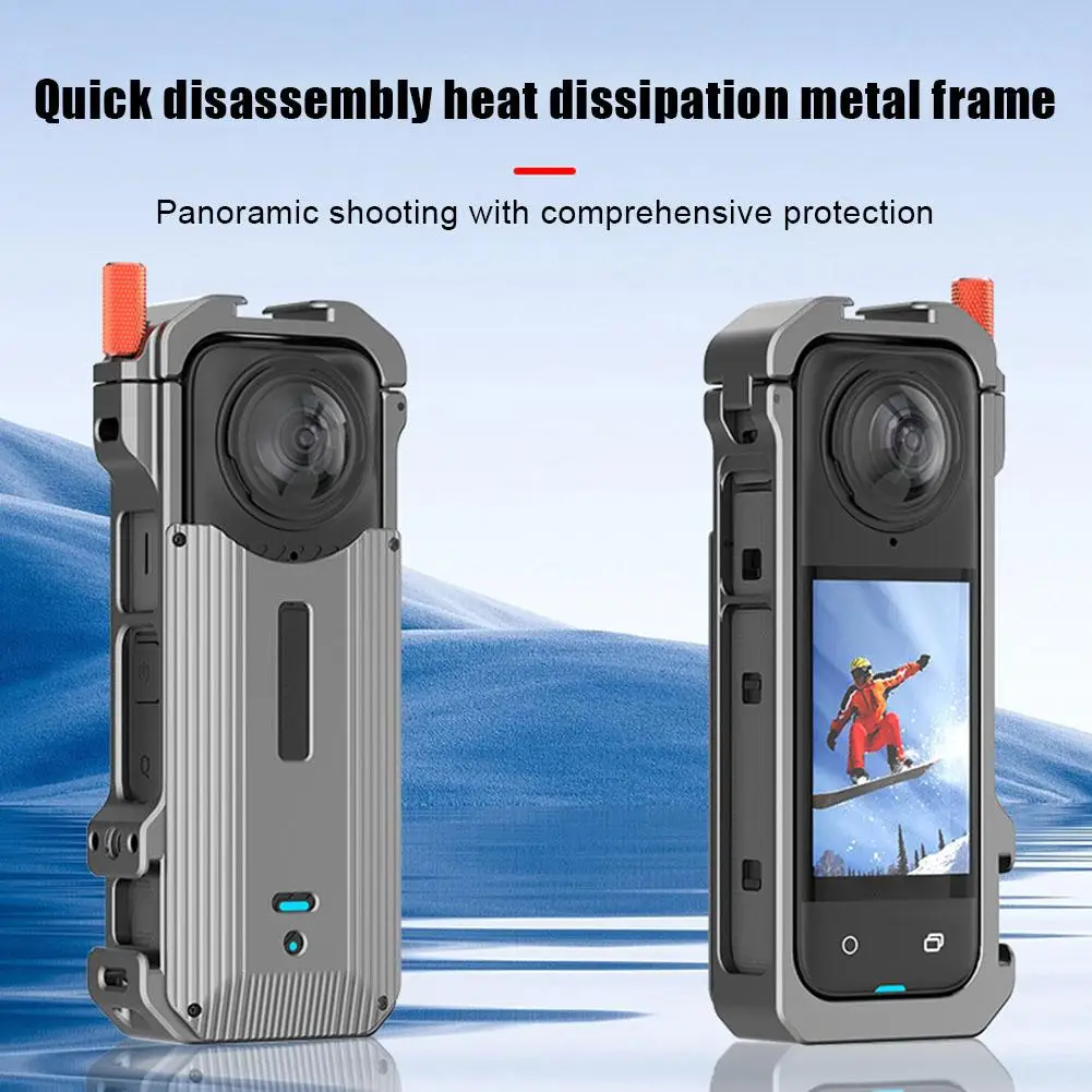 Magnetic Metal Rabbit Cage For Insta360 X4 Frame Heat Dissipation Camera Protective Expansion Case Sports Camera Accessorie Z5O2