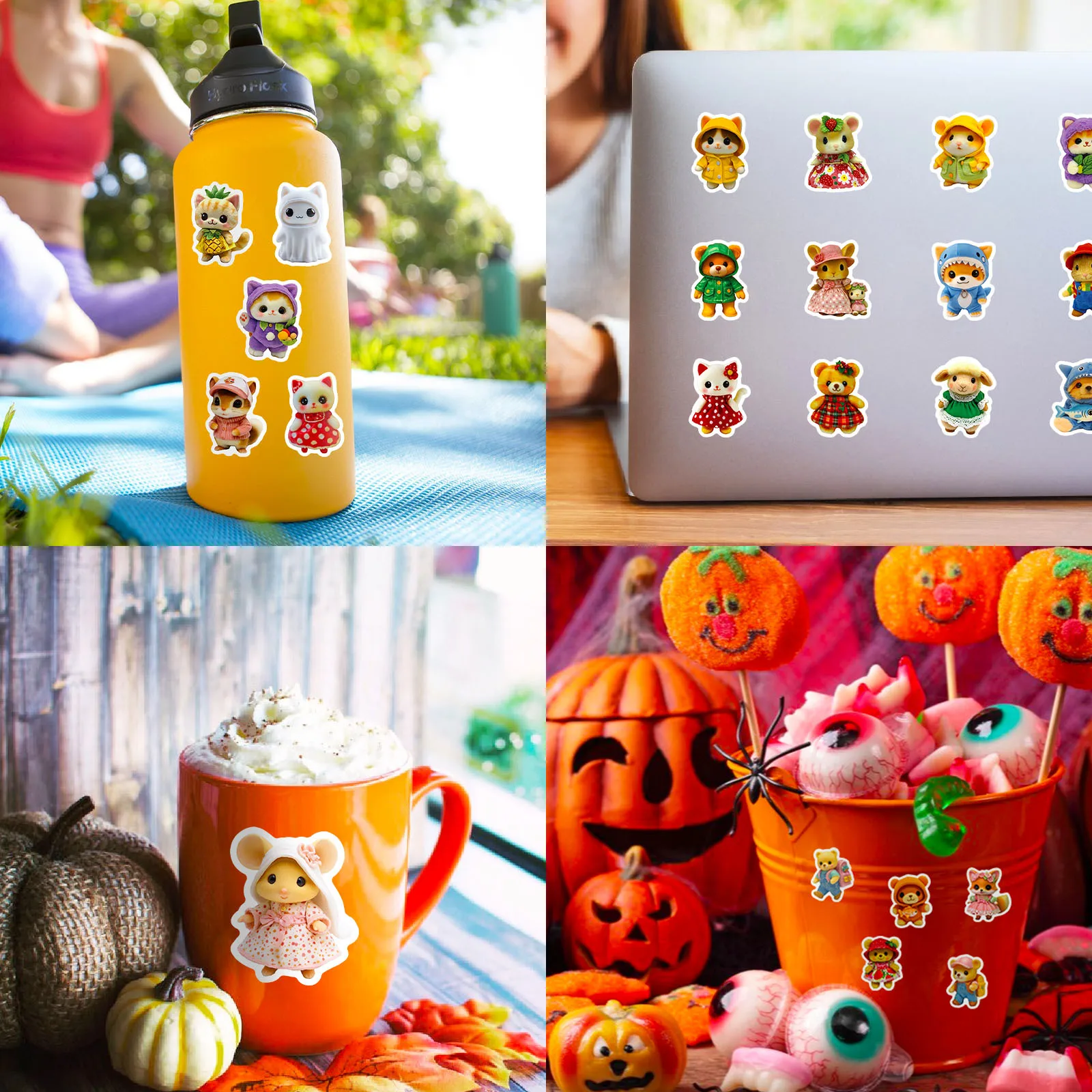 50/100PCS Plush Toy Style Sticker Cute Not Repeated Decals Mobile Phone Laptop Stationery Luggage Decorative Waterproof Stickers