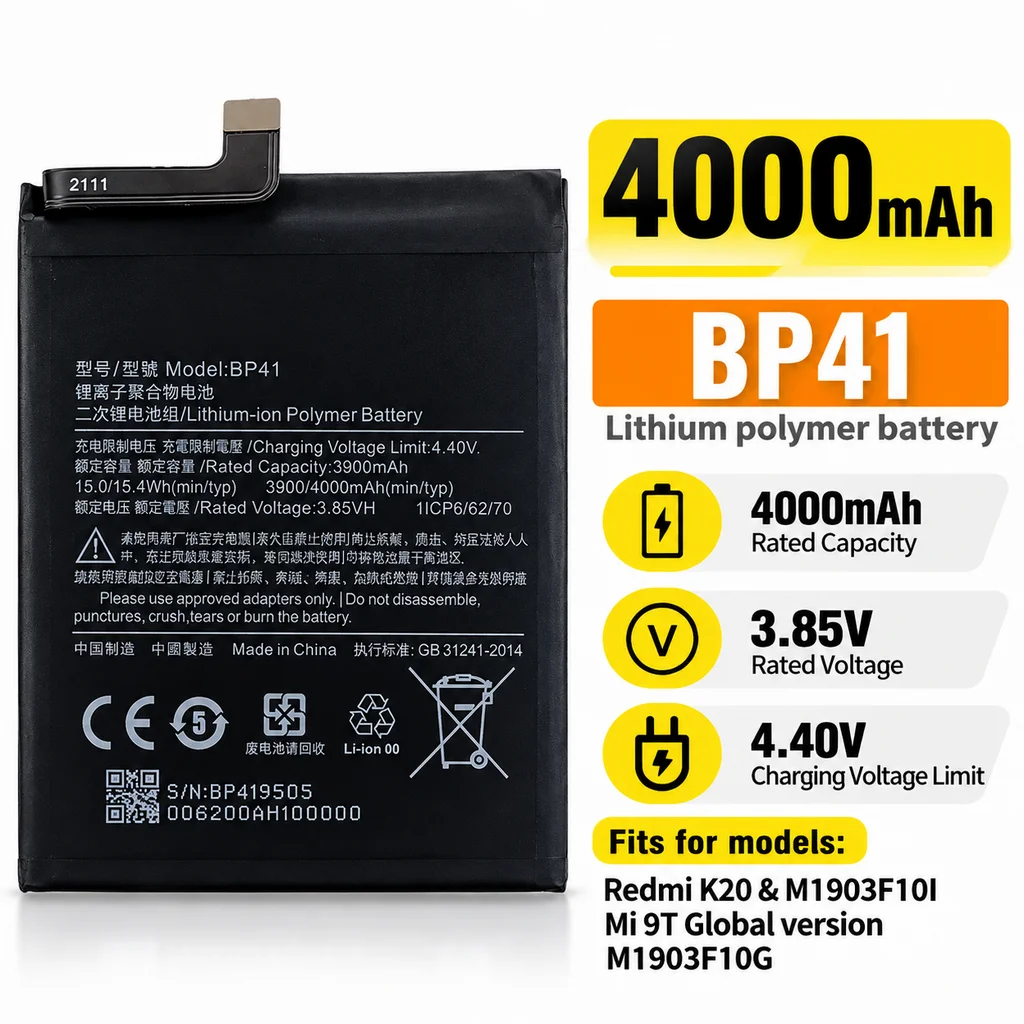 4000mAh BP41 Mobile Phone Replacement Battery for Xiaomi Mi 9T / Redmi K20, Built-In Panel Battery Replacement