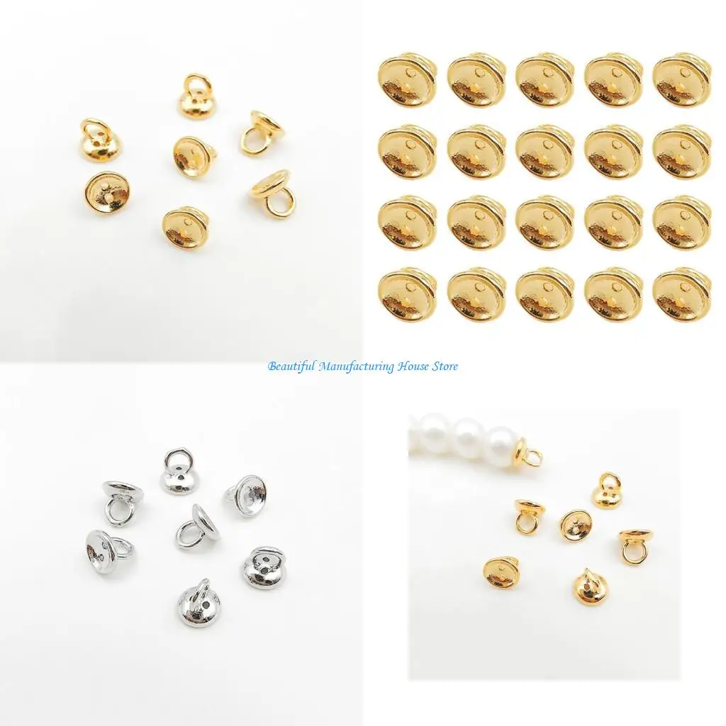 

E56A 20Pcs Versatile Pearls Jewelry End Caps Bracelet Ends Connector Jewelry Supplies Metal Necklace Bracelets Accessories