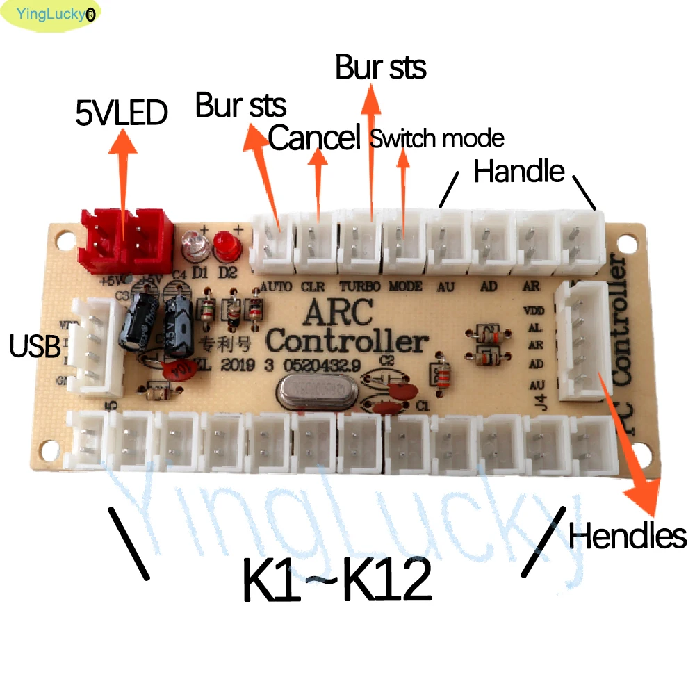 Arcade Kit 2 Players With LED Push Button American Style Joystick USB Encoder Cables Mame Jamma Game Parts DIY PC Raspberry Pi