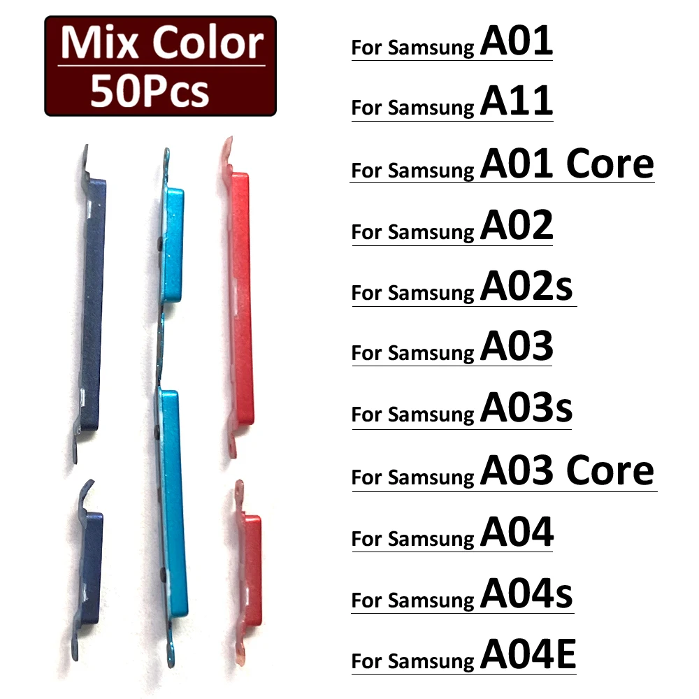 50Pcs, New For Samsung A01 A11 A02 A02s A03 A03s Core A04 A04s A04E Power Button Volume Side Button Key