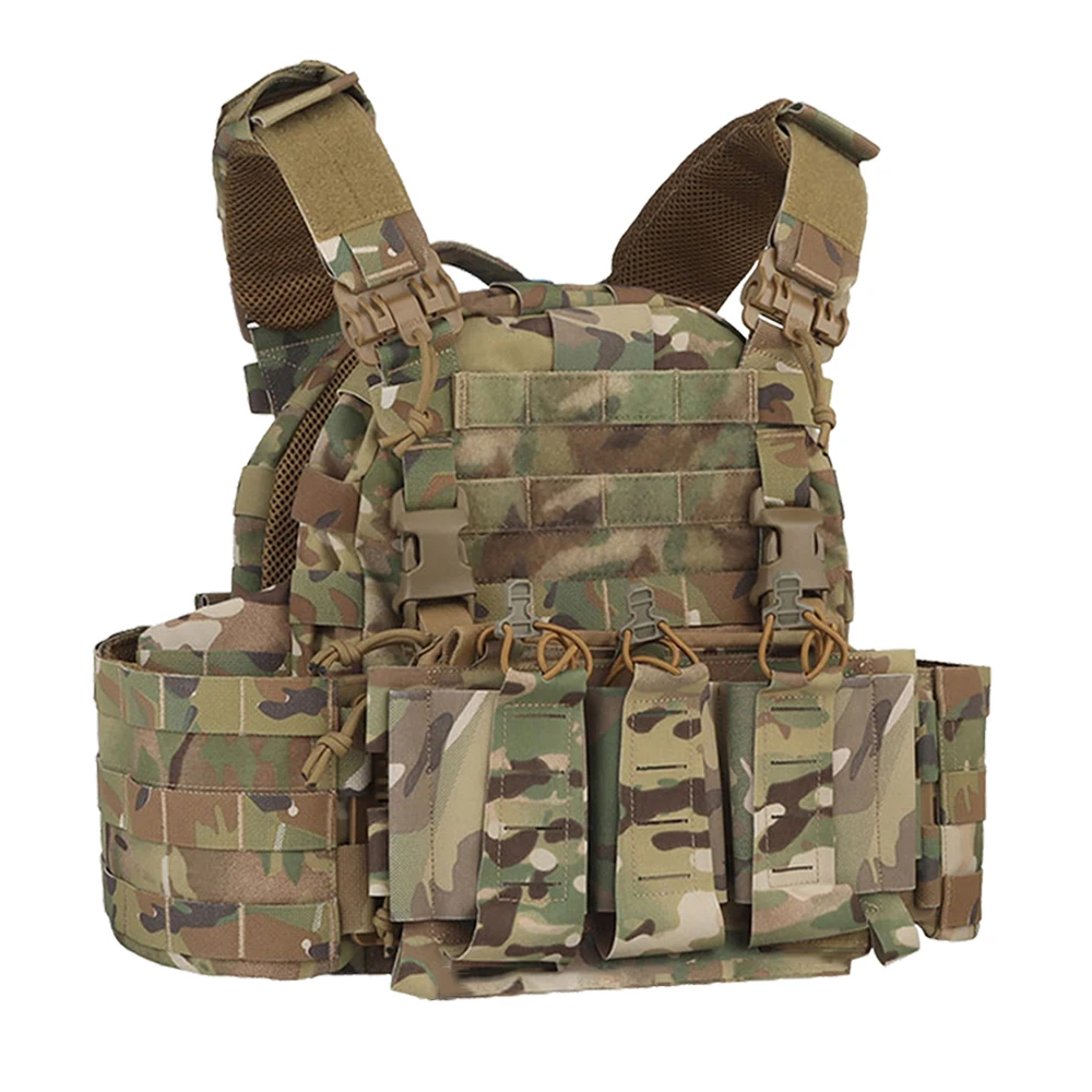 

Outdoor Hunting Vest Plate Carrier ARC Tubes Quick Release MOLLE Tactical Vest With Triple MAG Pouch Front Panel Airsoft Gear