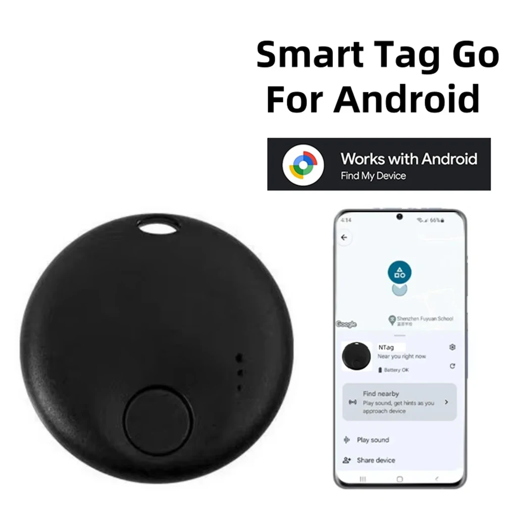 جهاز تتبع مغناطيسي صغير بنظام تحديد المواقع العالمي (GPS) لهاتف Android يعمل مع Google Find My Device تتبع عالمي مخفي للدراجات النارية/الحقيبة/المحفظة