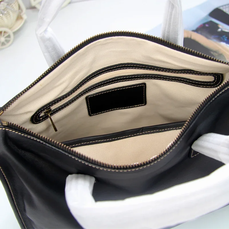 Genuine Leather Handbag for Women Commuter Bag Soft Head Layer Cowhide Crossbody Multiple Compartments Fashion Commuter Bag