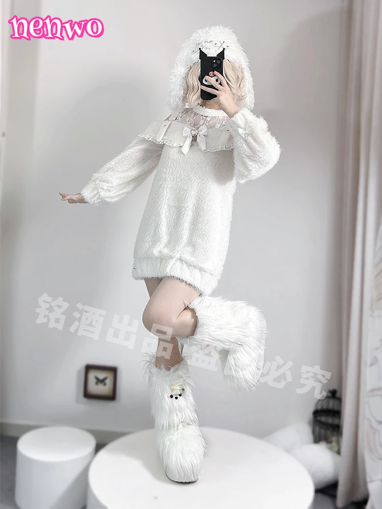 

Dress Y2k Subculture Mass-produced Mine Series Hollow Out Lace Lolita Sweater Women's Spring Long Black Off-Shoulder Top Skirt