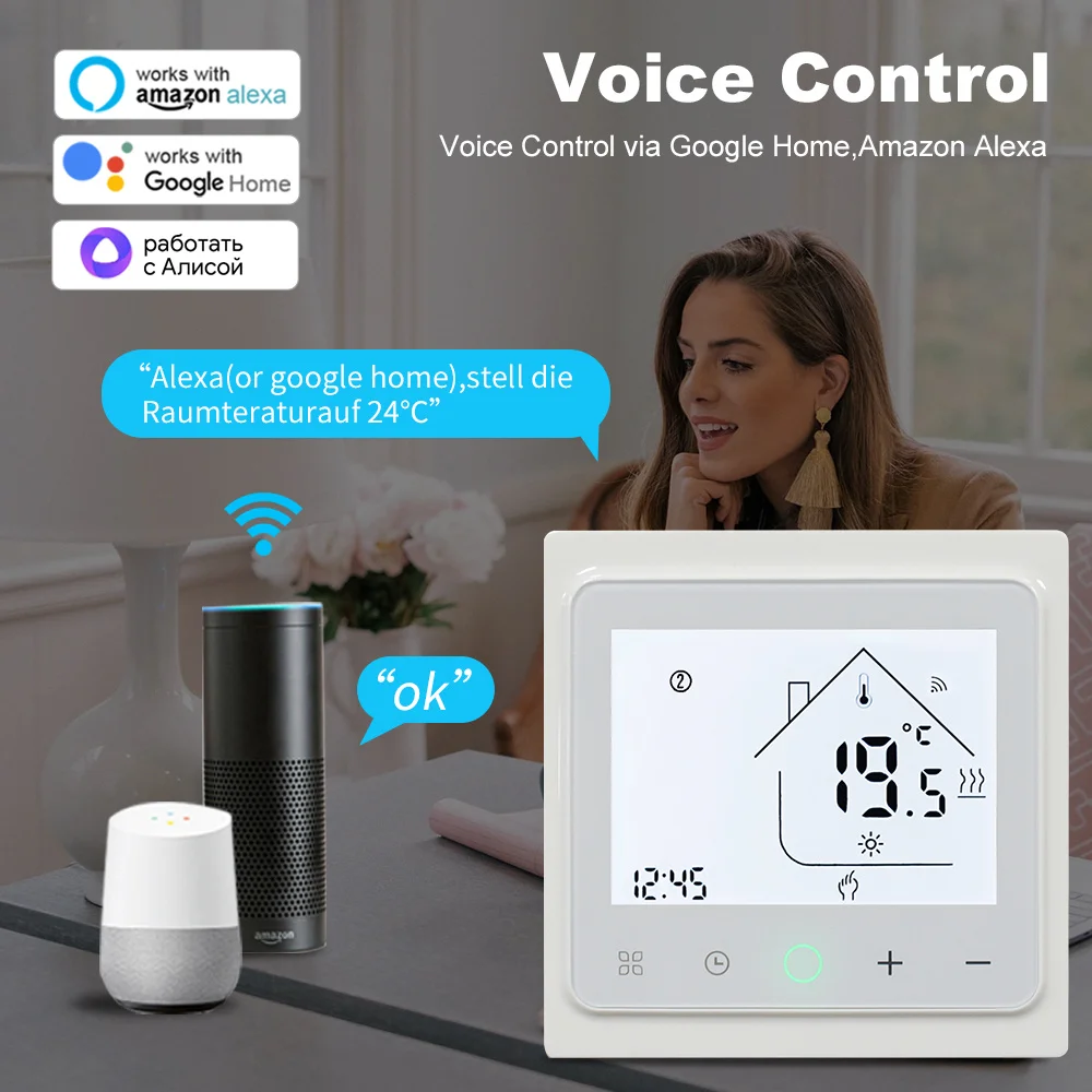 Smart Thermostat WiFi Temperature Controller for Water/Electric Warm Floor Heating Gas Boiler Works with Alexa Google Home Tuya