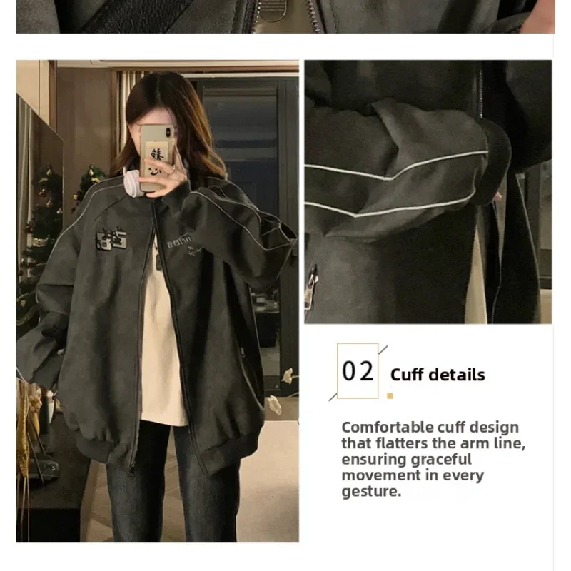 

Outdoor Cycling Jacket Windproof Coat American Retro Leather Jacket Men Baseball Jacket Couple Style Spring Autumn Men Clothing