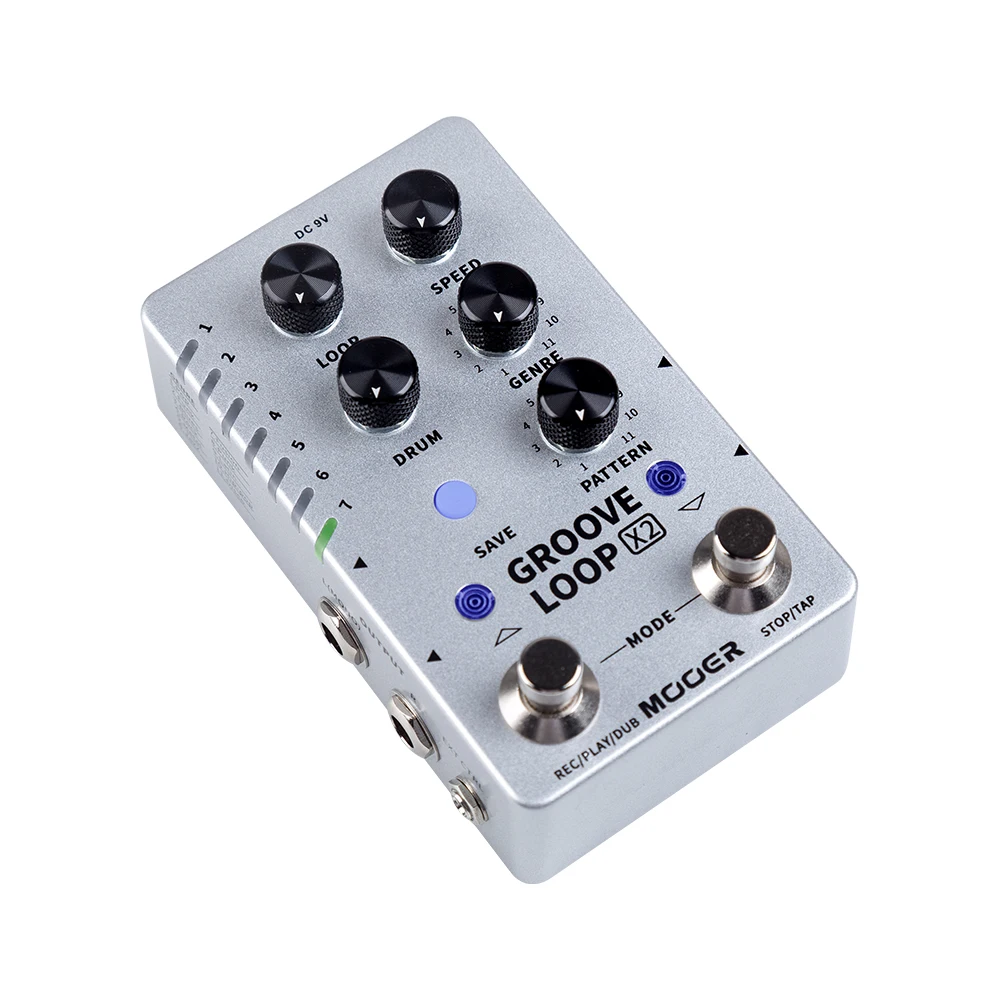 MOOER Groove Loop X2 Stereo Looper-pedaal met 14 besparen sleuven Drummachinepedaal 121 verschillende trommel Capaciteit van 10 minuten per spoor