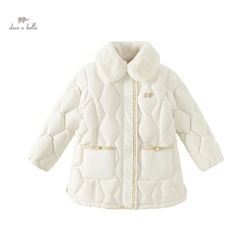 Dave Bella Children Girls Padding Down Jacket 2023 Winter New Fashion Casual Long Coat Party Outerwear Classy Noble DK4238090