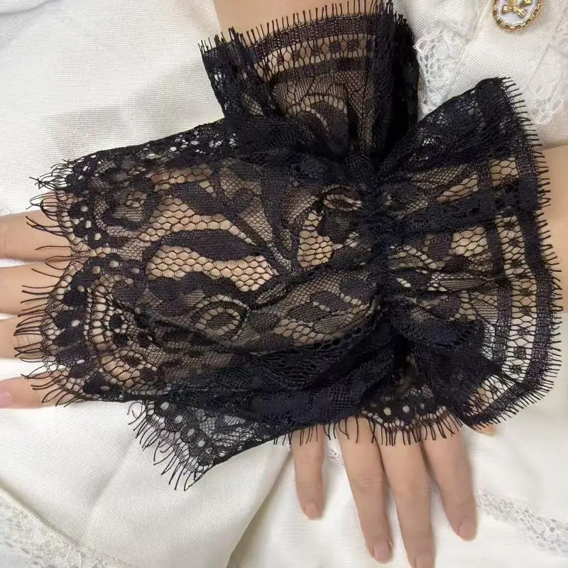 1 Paar falsche Manschetten, Spitzen-Ärmelhandschuhe, Handgelenkmanschetten für Damen, Pullover, Hemd, elegantes Bekleidungszubehör – Detail 7