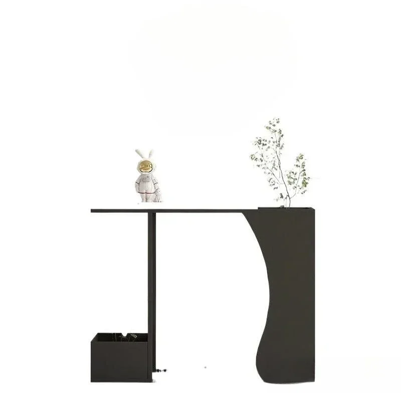 Modern entrance table, wrought iron light luxury, extremely narrow foyer corridor, creative marble entry, high-end flower stand