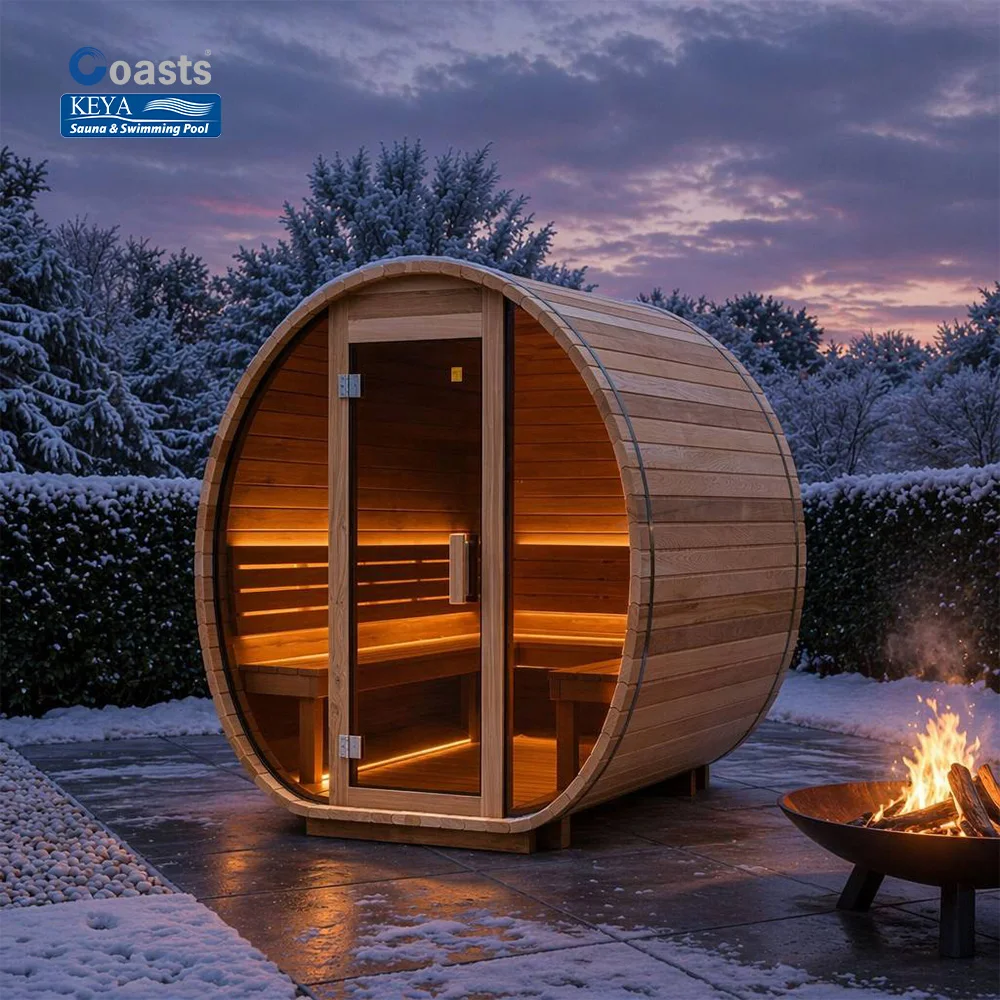 High ROI Airbnb Wellness Outdoor Barrel Sauna ETL Listed Smart WiFi Digital Control Red Cedar Backyard Relaxation Pod
