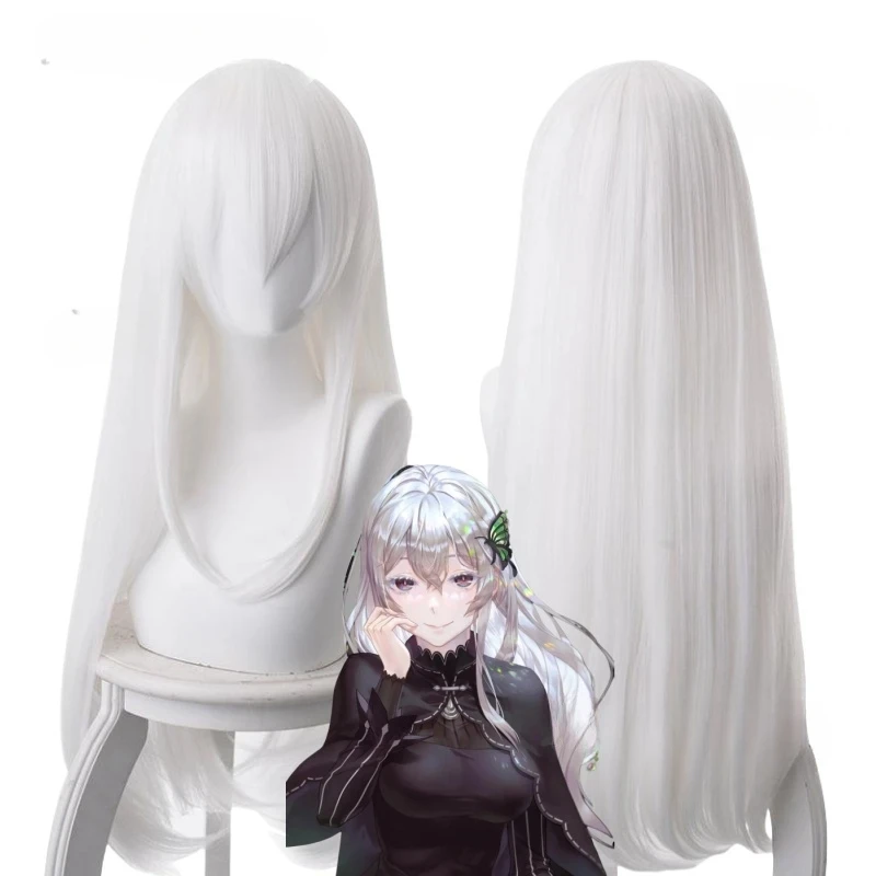 RE: ZERO Inizia la vita in un altro mondo Parrucche cosplay Echidna Boku Capelli lunghi lisci bianchi Ragazze Donna