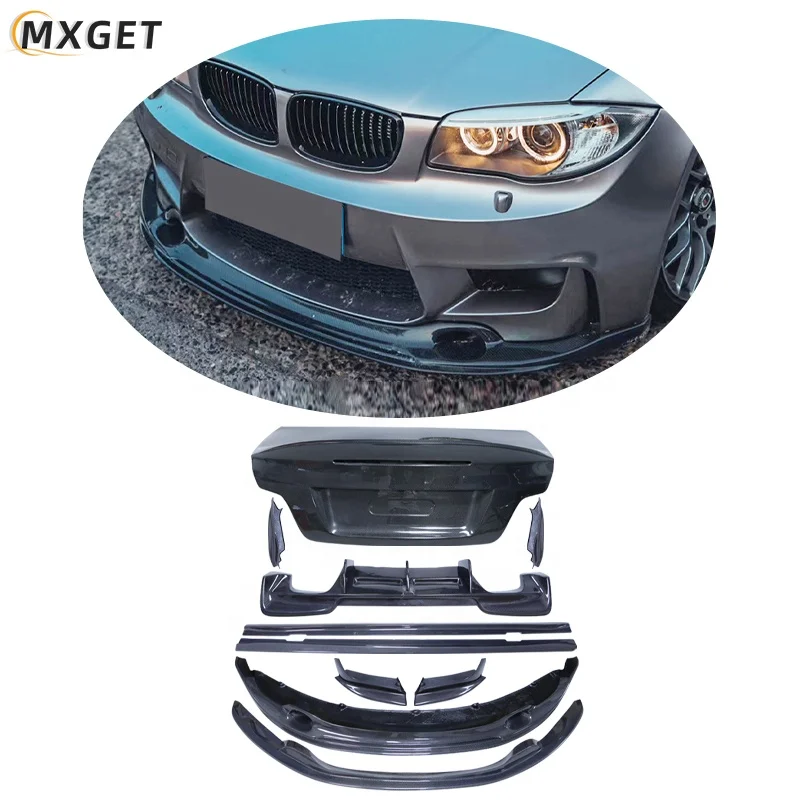 1M E82 Front bumper lip Side Skirts Rear Diffuser with spats For BMW 1M E82 12-15 RZ A Style Carbon Fiber Body kit