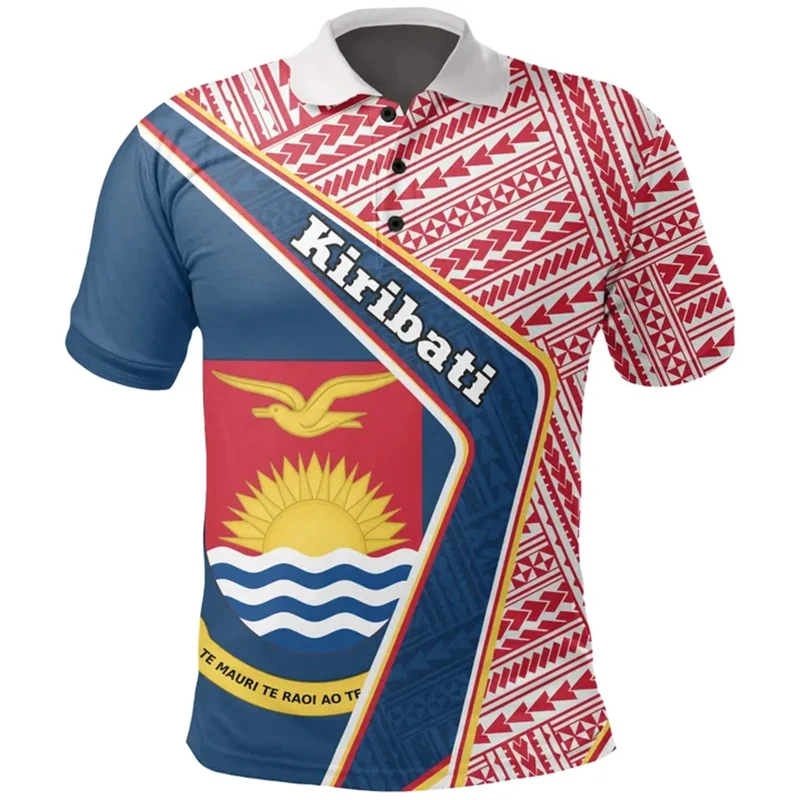 Kiribati Flag Map 3D Printed Polo Shirts For Men Clothes Fashion National Emblem POLO Shirt Casual Man Short Sleeve Hawaii Tops