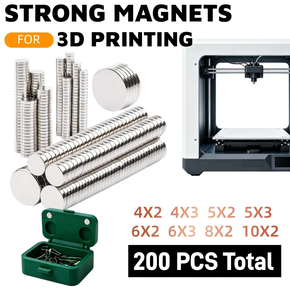 200Pcs 3D Prints Powerful Magnets For Bambu Lab 4 Different Sizes Powerful Magnet 3d Printing Tools Kit for DIY Parts 10 Size