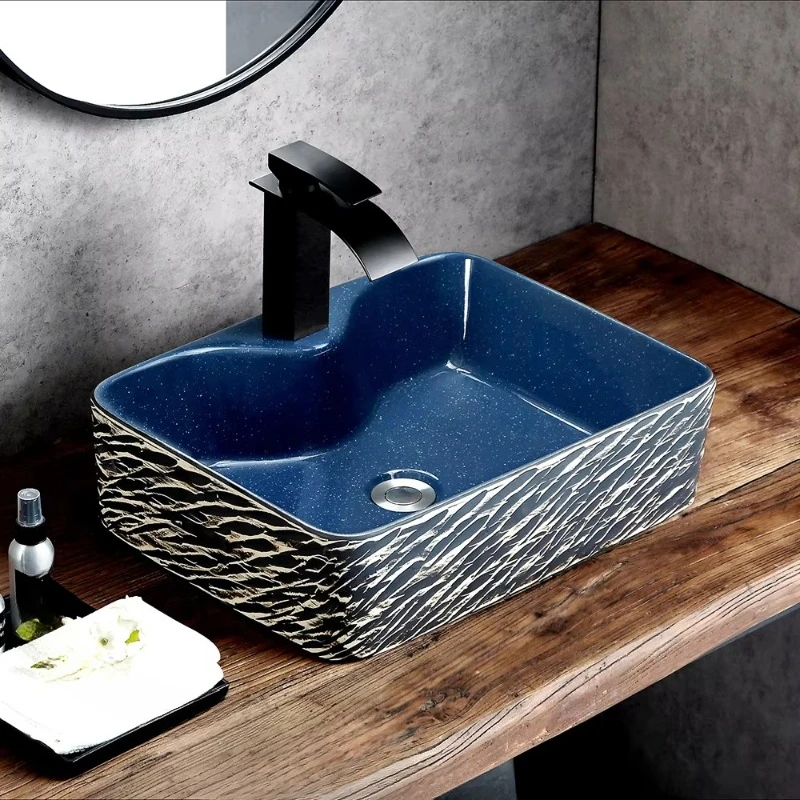 

Style Porcelain Basin Bathroom Countertop Wash Sink with Drain Accessories