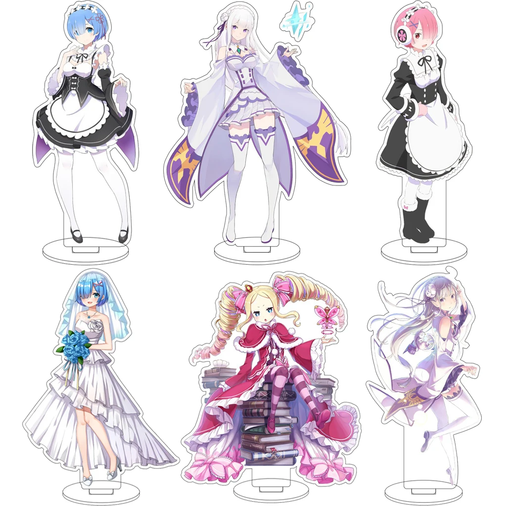 16CM Anime Re:ZERO Starting Life in Another World Emilia Rem Natsuki Subaru Beatrice Cos Acrylic Figure Stand Ornaments Gifts