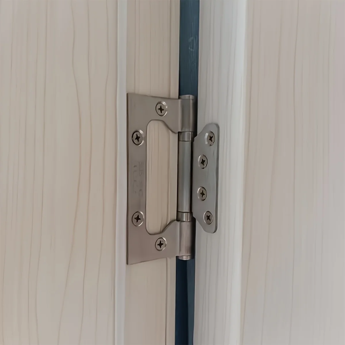 100mm Silver Stainless Steel Door Hinges, Non-Mortise Flush Mount for Wooden Doors