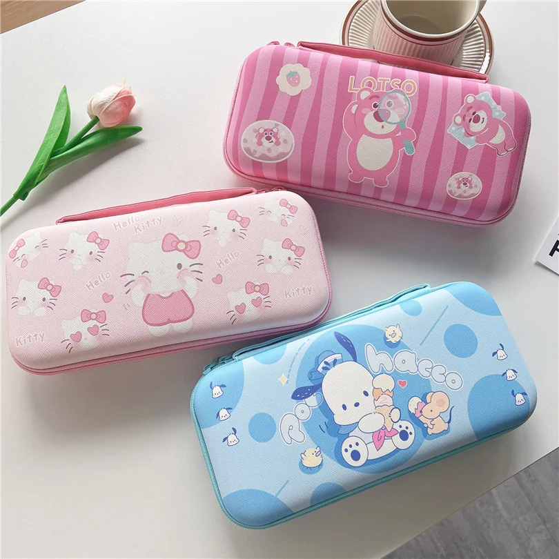 Sanrio Hello Kitty Pompompurin Kuromi BadBadtz-maru Game Console Protective Bag For Switch NS/Oled Portable Console Storage Box