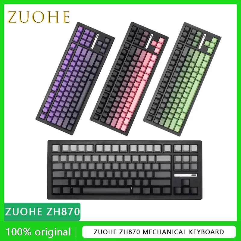 Zuohe ZH870 Mechanical Keyboard Bluetooth Wireless RGB PBT Keycap Hot Swap 3 mode office Customized Gaming Keyboards Gift