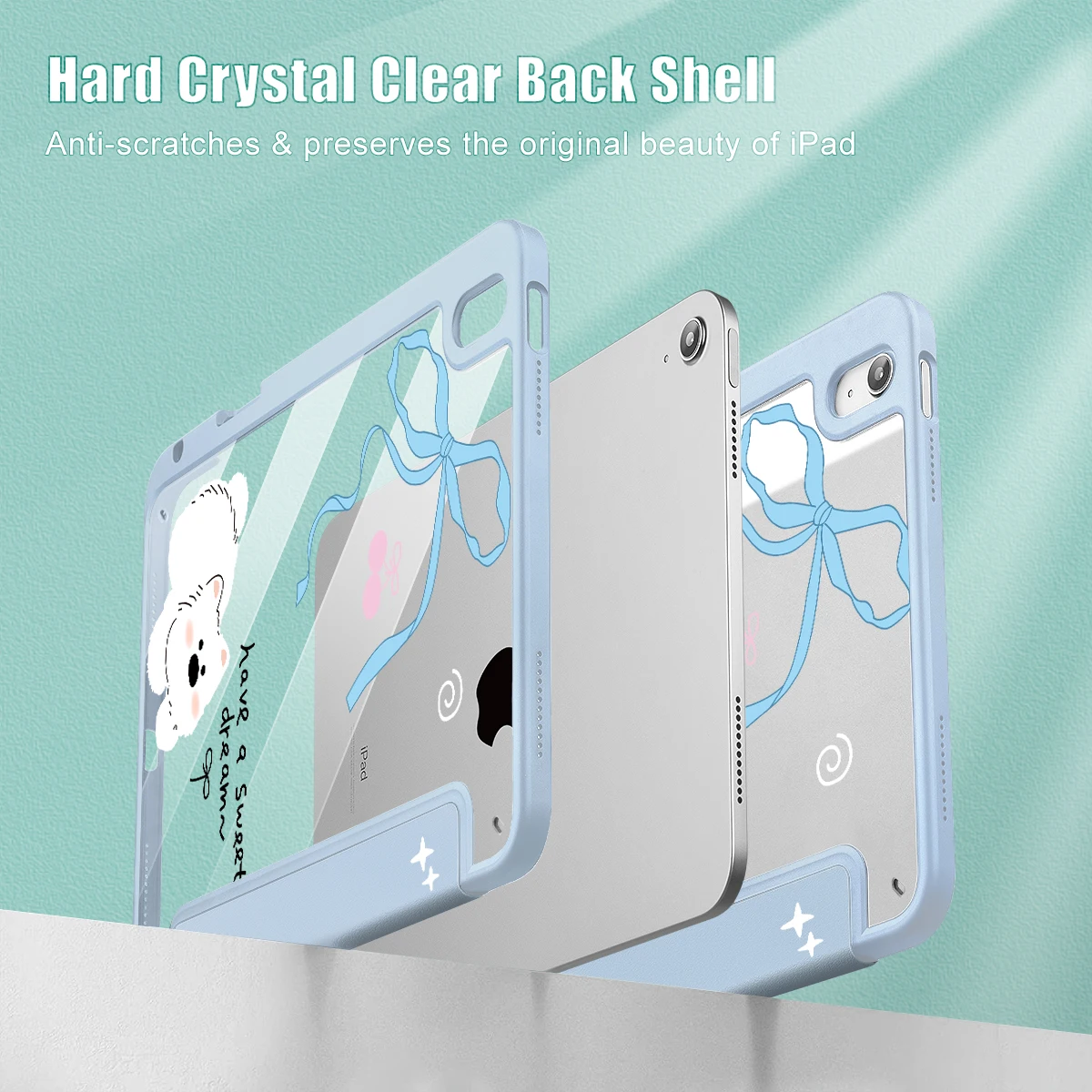 Прозрачный чехол с милым щенком на спине для iPad 2025 M4 Pro 13 11 Air 11 10th 10,9 дюймов Air 4 Air 5 2022 10,2 дюйма с автоматическим пробуждением/сна