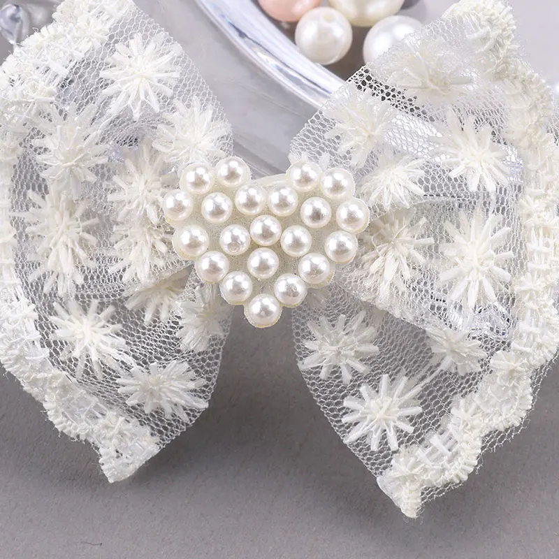 2PCS Cute Lace Bowknot Hair Clips For Girls Cute Pearl Love Heart Hairpins Barrettes Kids Korean Hairgrips Baby Hair Accessories