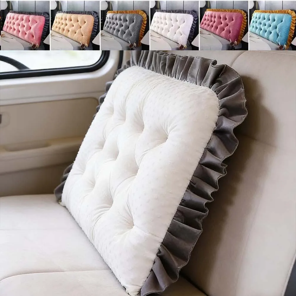

Ruffled Edge Headboard Pillow Sofa Bed Non-slip PP Cotton Filling Backrest Cushion Soft Camping Pillow for Tatami Home Bedroom