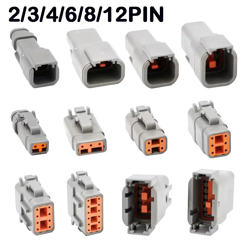 

5/20/100 Sets 2-12 Pin Way Deutsch DTM Series Connector 2P 3P 4P 6P 8P 12P Male Female Docking Harness Plug DTM04-2P DTM06-2S