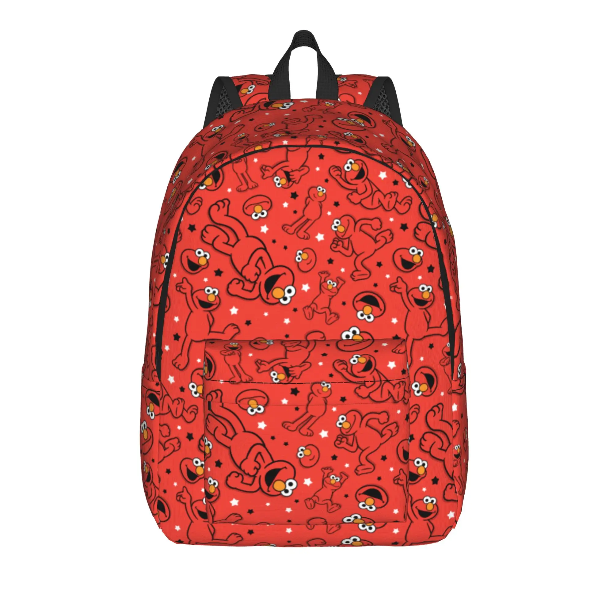 Sesames Streets Cooler Rucksack, langlebig, für die Schule, Wandern, Reisen, rotes Tanzmuster mit Elmo-Muster, Tagesrucksack, College-Canvas-Taschen