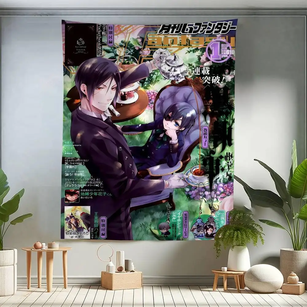 Manga Series Black Butlers Chart Tapestry Art Science Fiction Room Home Decor Cheap Hippie Wall Hanging