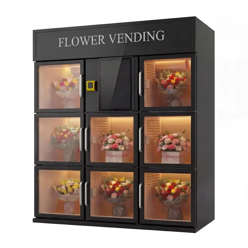 for YUNZOW VD-FV-8-A Refrigerated Fresh Flower Vending Machine 8 Compartments 2-8 C Automatic Self Service for Flower Shop