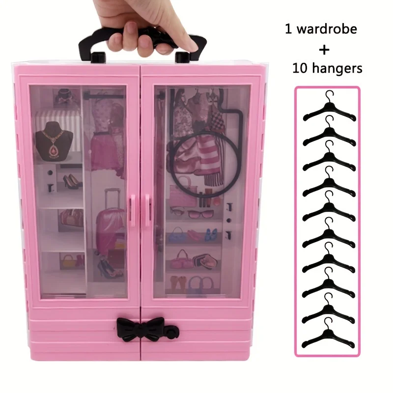 Doll Accessories Wardrobe Fashionistas Closet Portable Fashion Toy Fold-out Clothing Rack, Collecting Doll Clothes Accessories