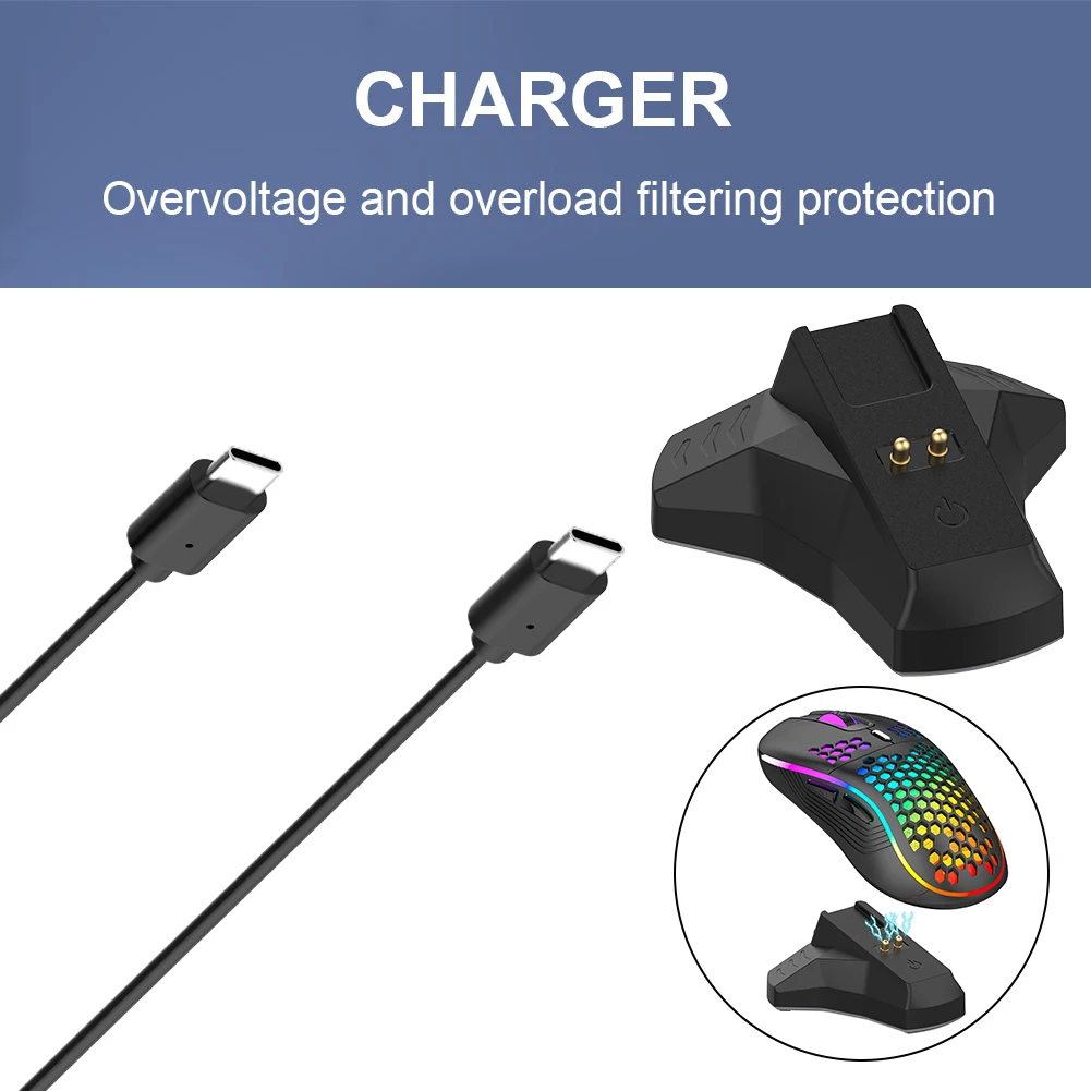 Wireless Mouse Charger with Charging Cable Charging Dock for Razer DeathAdder V2 Pro/Naga Pro/Viper Ultimate/Basilisk Ultimate