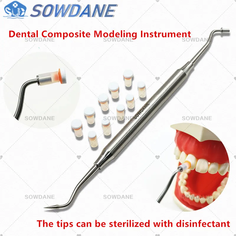 Dental Resin Composite Trimmer Spatula Dental Contact Shape Former with Caps Composite Modelling Instrument Filling Filler