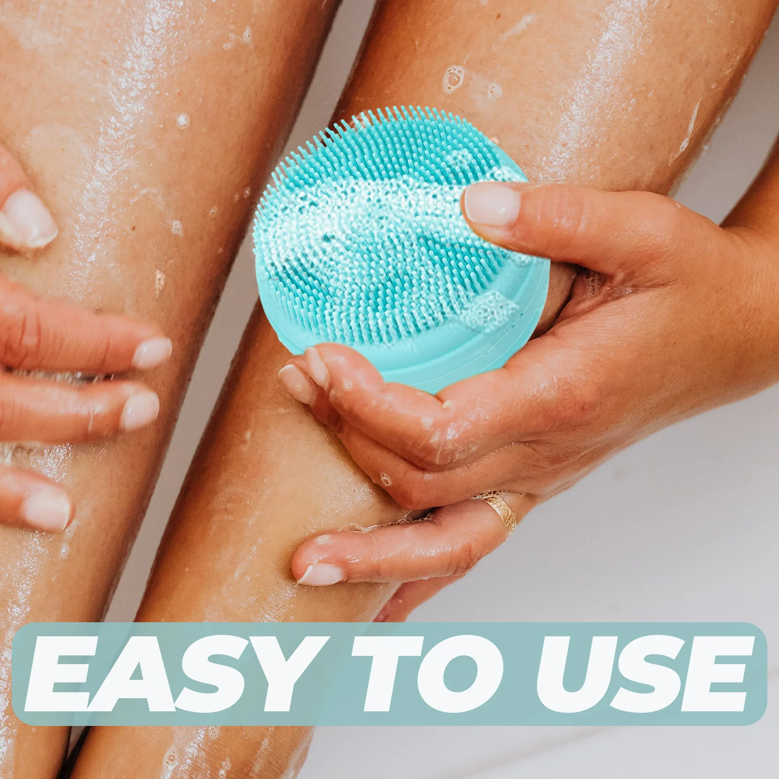 

Silicone Bath Brush Shower Head Scrubber Baby Safe with Soap Box Portable Bathing Tool Washing Brush Blue