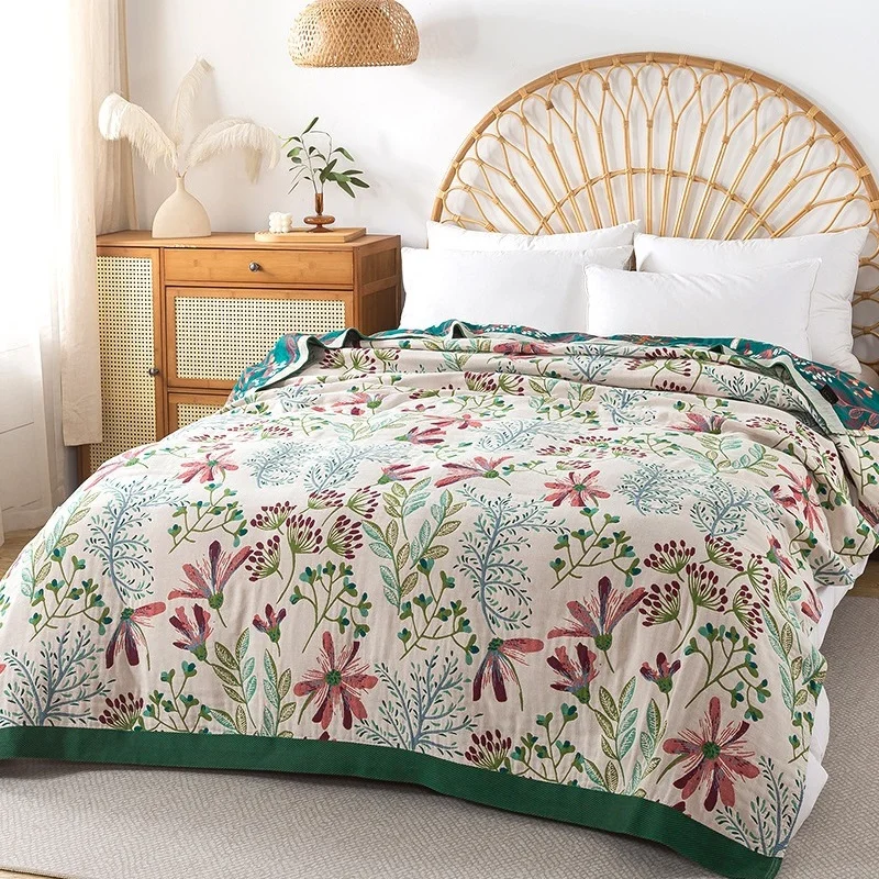 Pure Cotton Gauze Towel Blanket Throw Decoration Sofa Bed Cover Cooling Nap Summer Quilt Coverlet Bedspread on The Bed 200*230cm