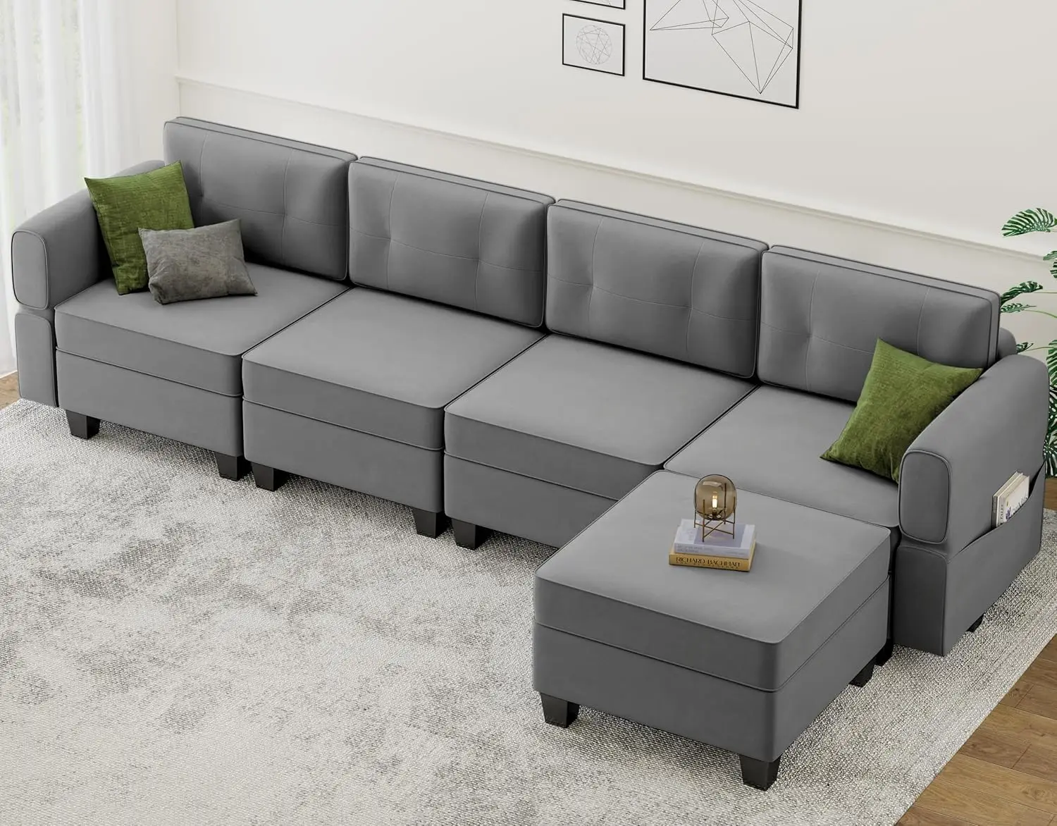 

Modular Sectional Sofa, Convertible Couches L Shaped Sofa with Storage Ottoman, 6 Seats Reversible Sectionals 113'' with Chaise