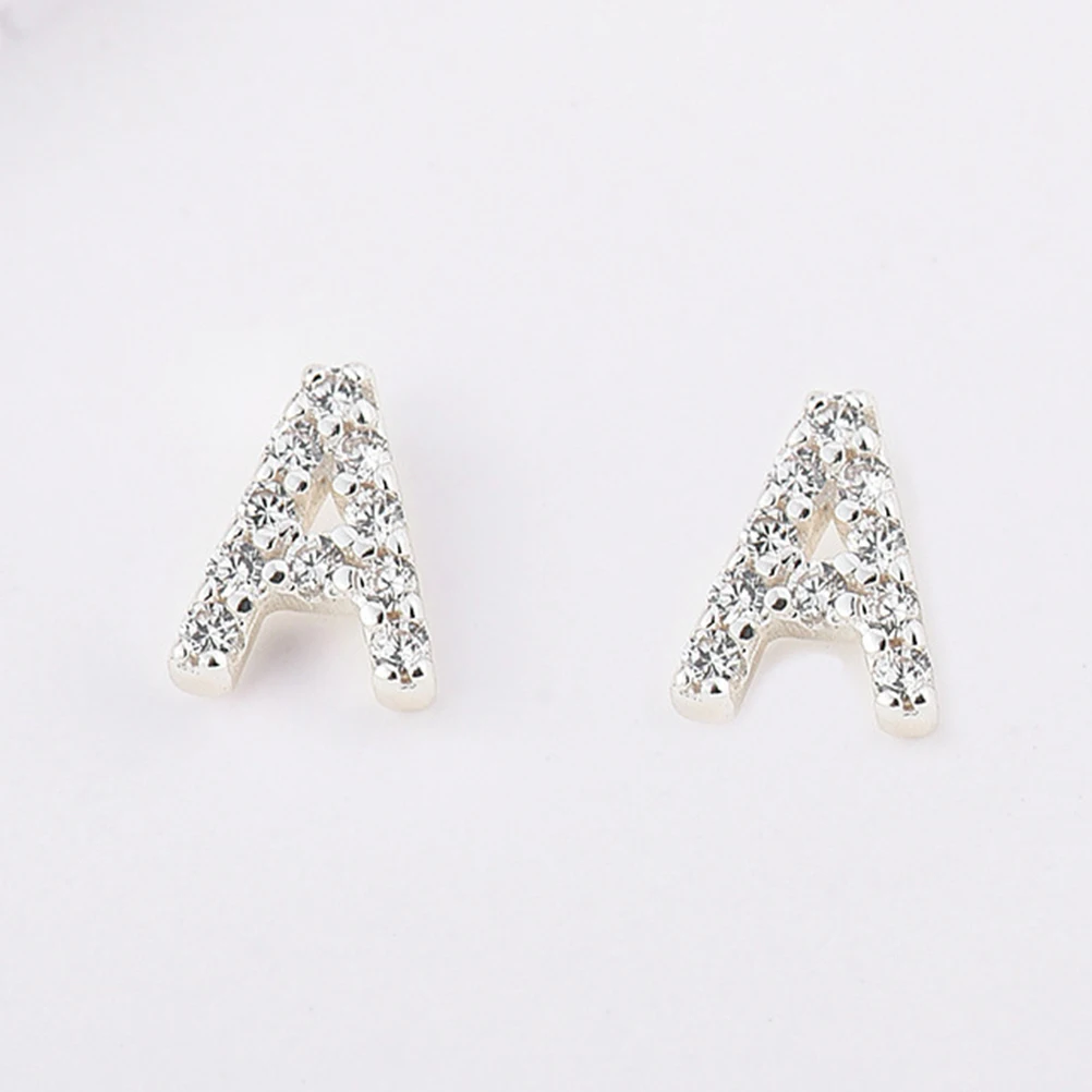 

1Pair Diamond Letter A Ear Studs Fashion Earrings for Women Small Metal Ear Jewelry Summer Wedding Birthday Accessory